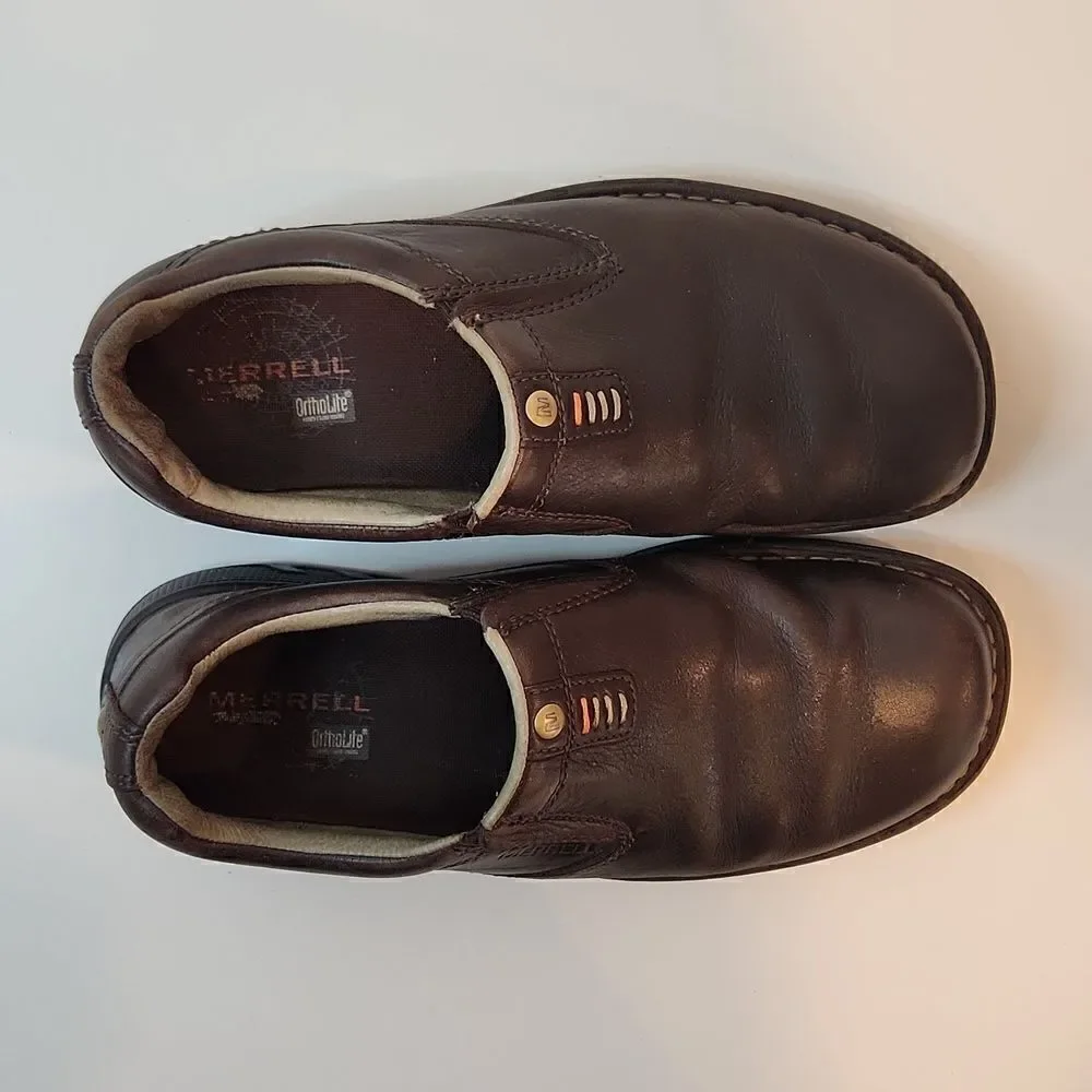 Merrell World Legend Stollen J45051 Men’s Size 8 Pebbled Brown Leather Loafers
